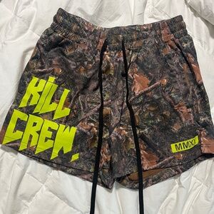 Kill crew highlighter yellow camo shorts